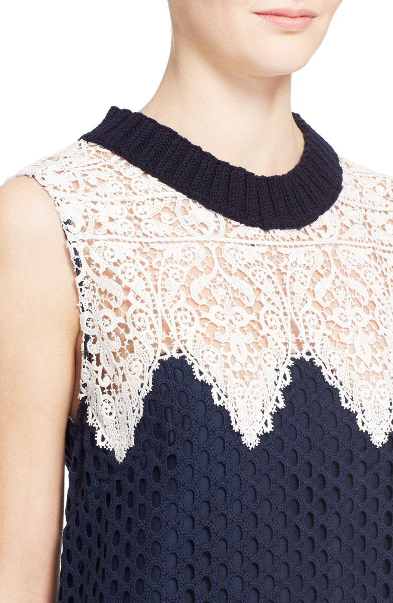 Sea Sleeveless Cotton Lace Dress, Alternate, color, 