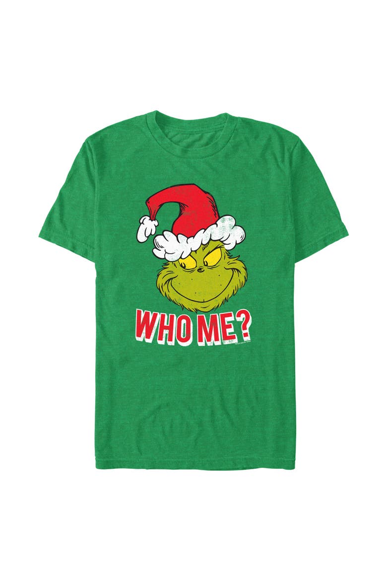 Men's The Grinch Santa the Grinch Who Me  Graphic T-Shirt, Main, color, Kelly Heather