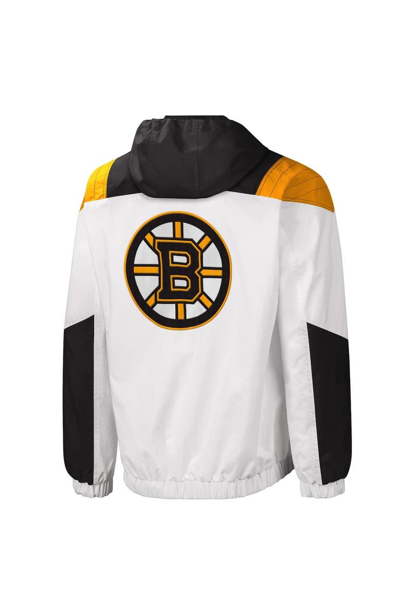 STARTER Men's Starter Black/White Boston Bruins Striker Half-Zip Hoodie, Alternate, color, 