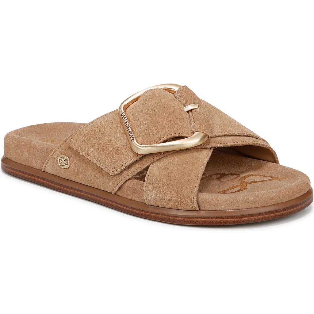 Sam Edelman Darla Buckle Slide Sandal Cyprus Tan Suede In Cyprus Tan