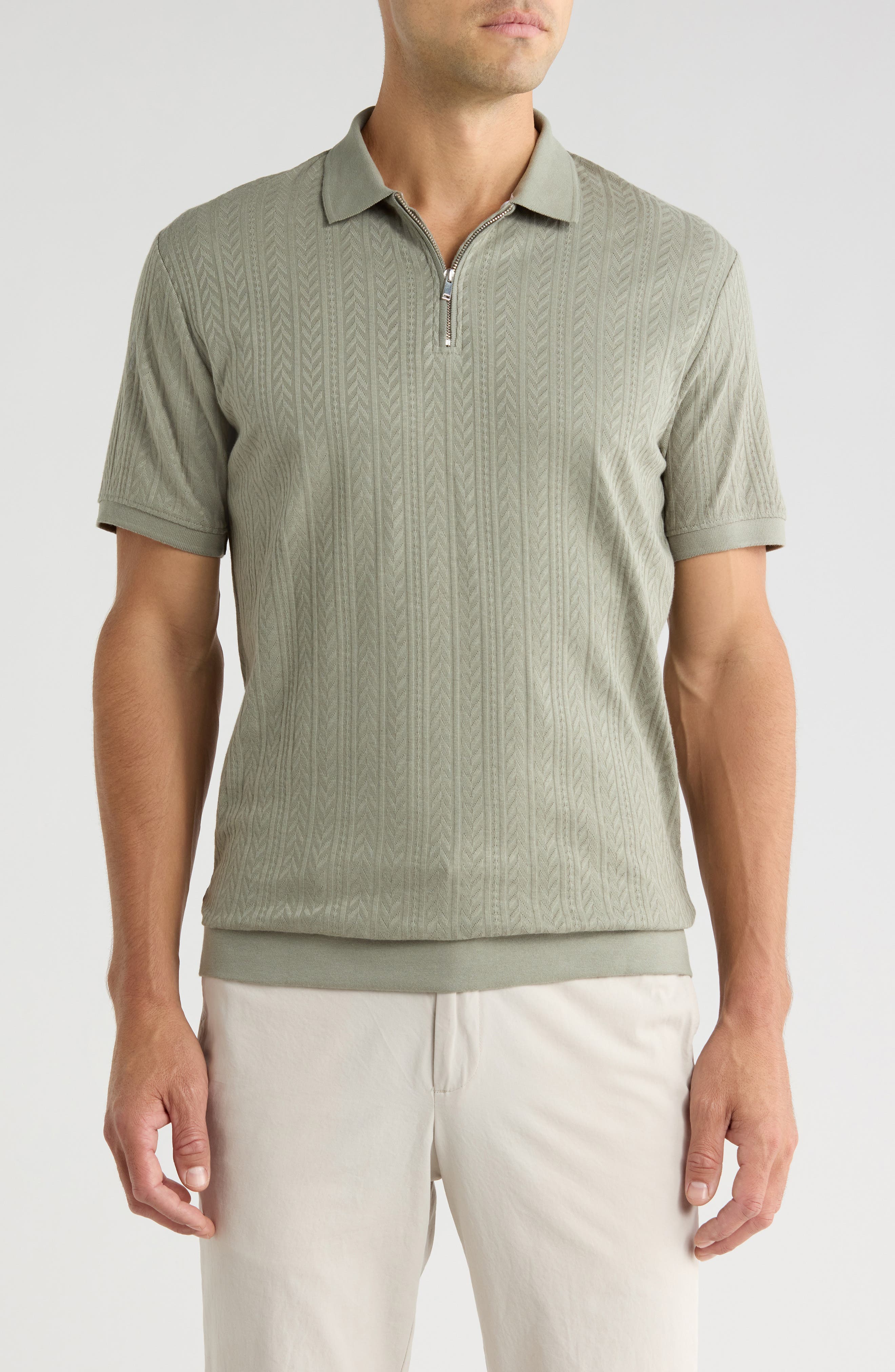 Cactus Man Textured Quarter Zip Polo