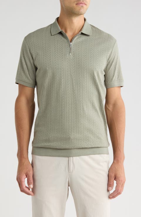 Textured Quarter Zip Polo