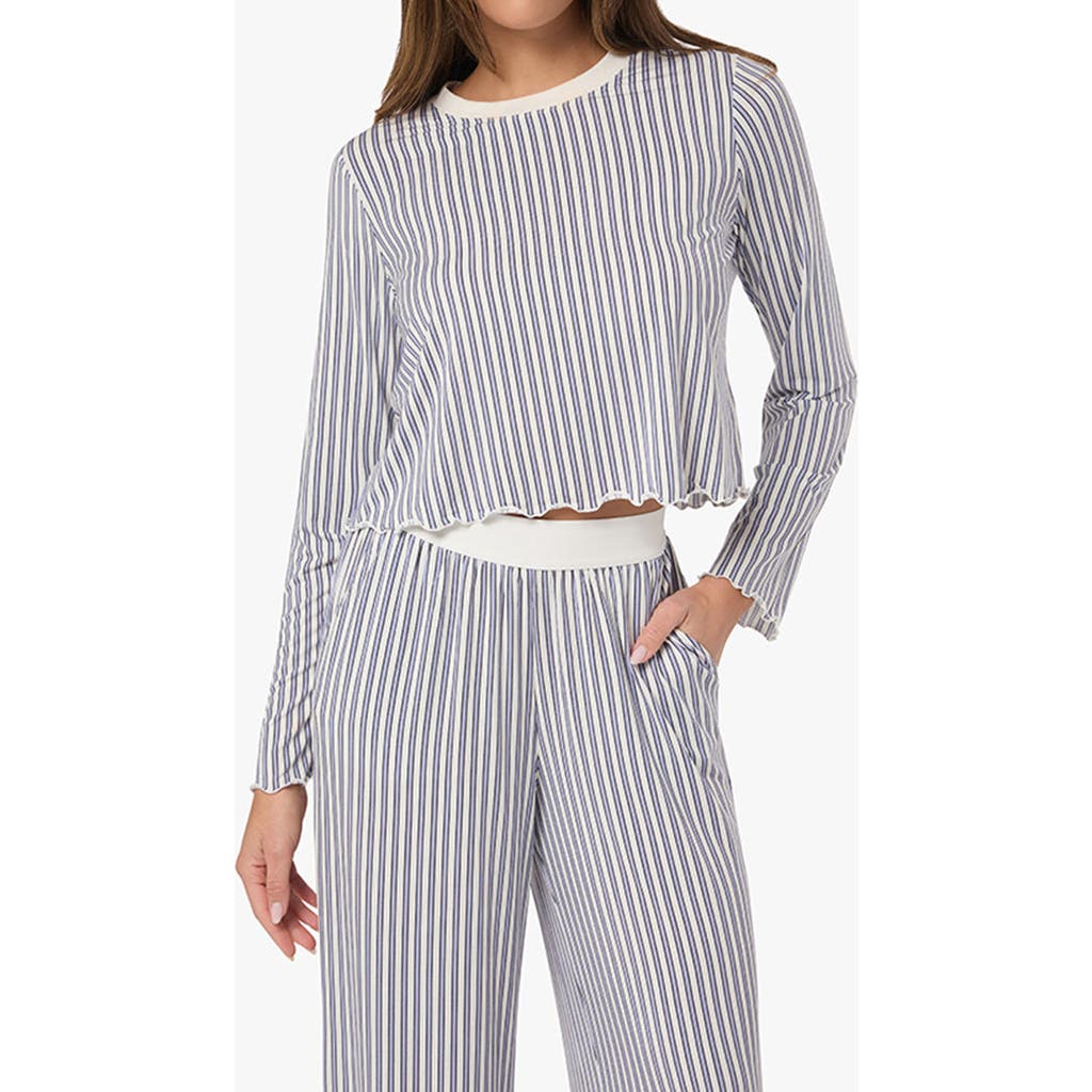 Weworewhat Boxy Crewneck Top In Lilac/drk Navy