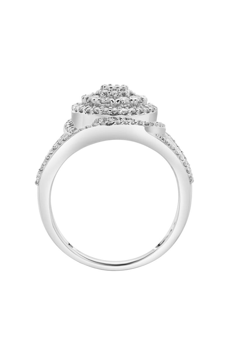 LuvMyJewelry Imperium 14K Gold Round Diamond Studded Double Halo Ring - 0.99cts, Alternate, color, 14K White Gold