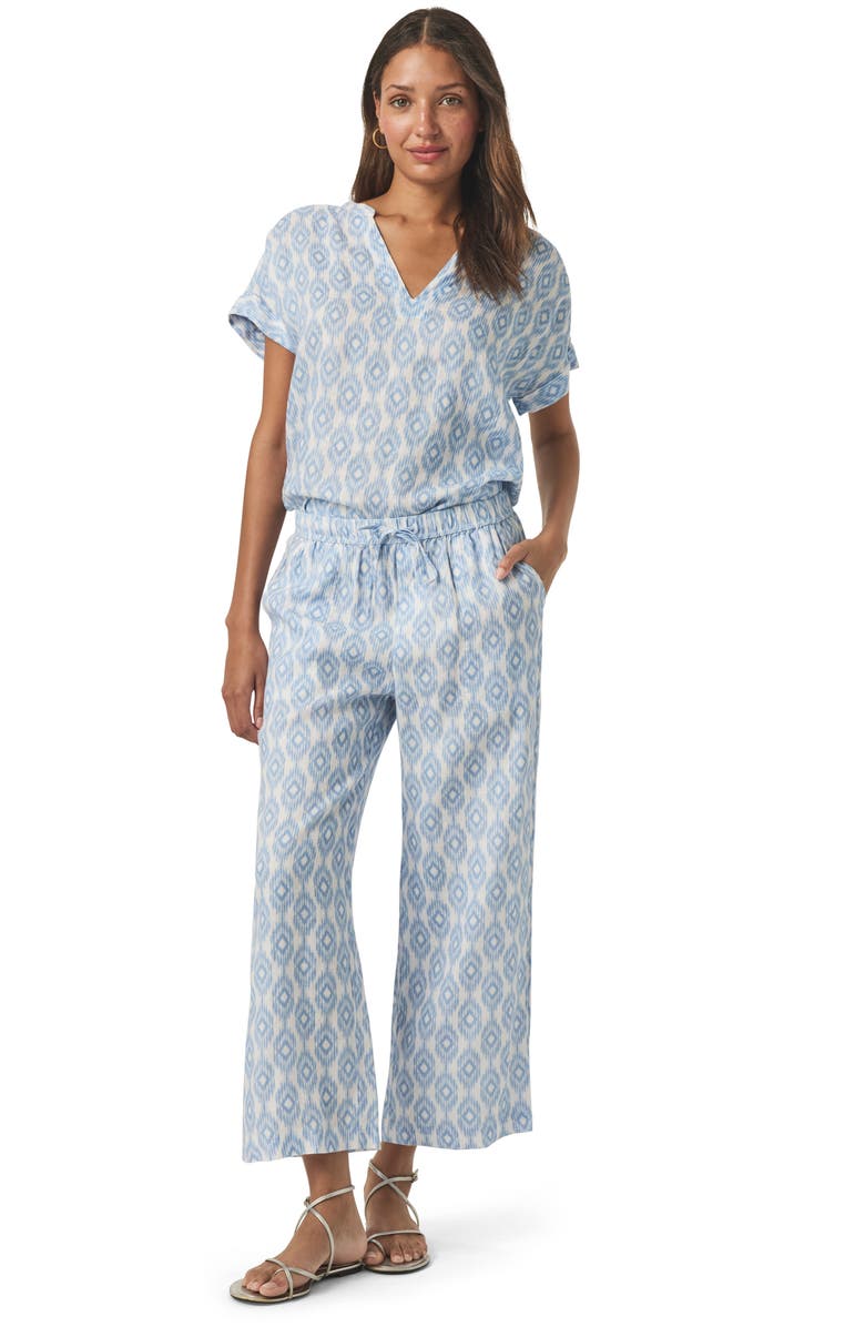 Splendid Angie Ikat Print Linen Crop Wide Leg Pants, Alternate, color, 