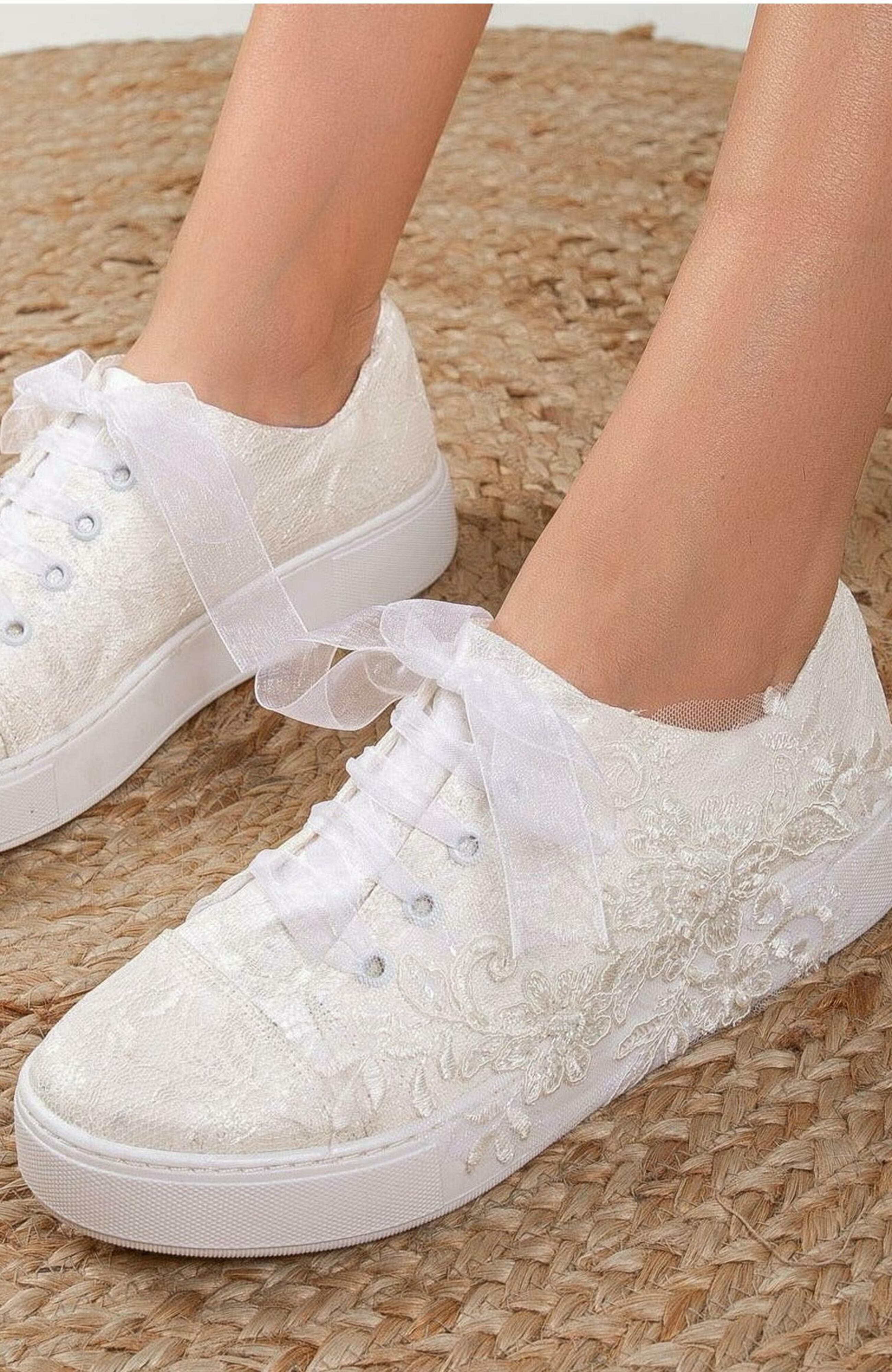 Forever & Always Shoes Elise Lace Bridal Sneakers, Alternate, color, Ivory