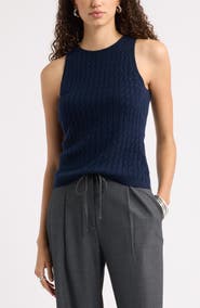 Nordstrom Cable Knit Cashmere Sweater Tank