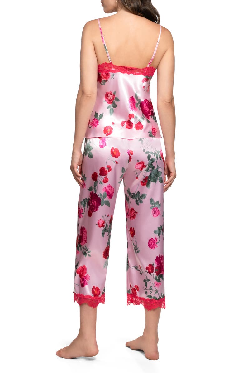 In Bloom by Jonquil Alyssa Lace Trim Strappy Crop Satin Pajamas, Alternate, color, Light Pink