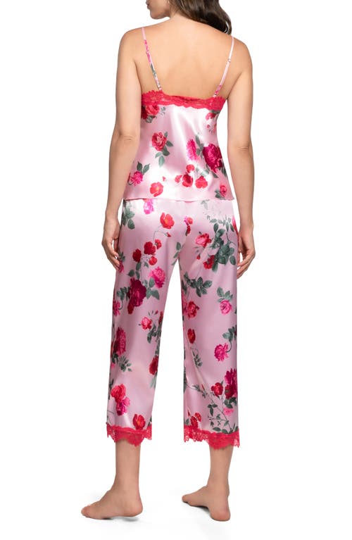In Bloom By Jonquil Alyssa Lace Trim Strappy Crop Satin Pajamas In Pink
