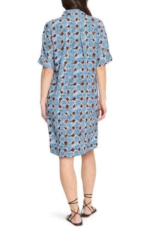Nic + Zoe Nic+zoe Devon Sand Dollar Print Shirtdress In Blue Multi