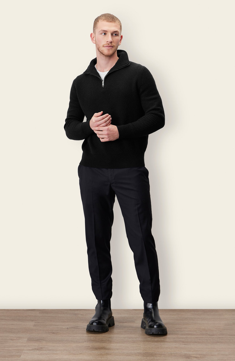 Italic Shane Cashmere Quarter Zip Pullover, Main, color, Black
