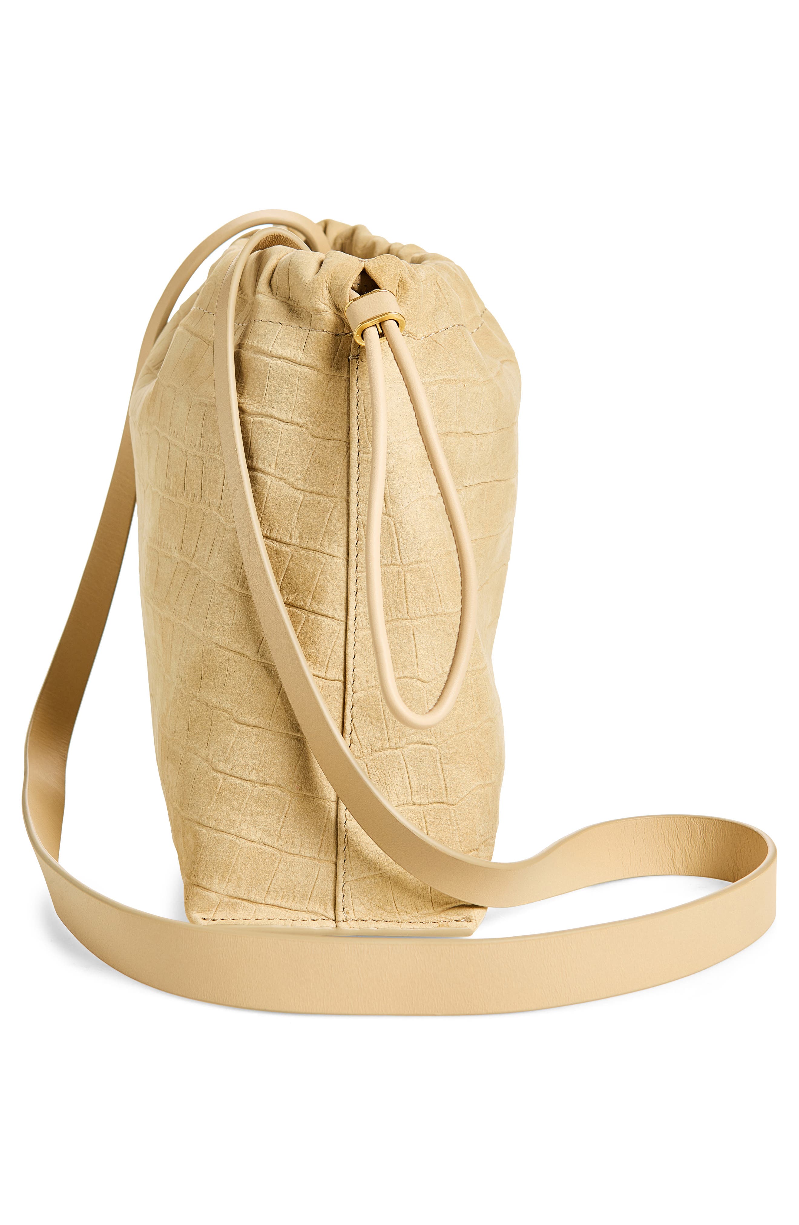 Vince Sarai Croc Embossed Leather Crossbody Bag, Alternate, color, Marzipan