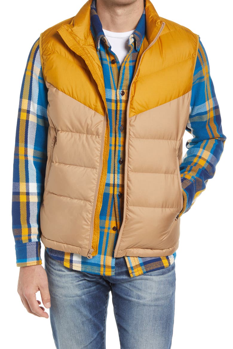 Colorblock 700 Fill Power Down Puffer Vest, Main, color, SAND HARVEST
