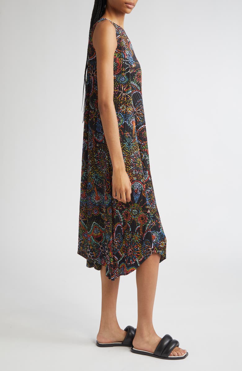 Pleats Please Issey Miyake Light Festival Pleated Midi Dress, Alternate, color, Black