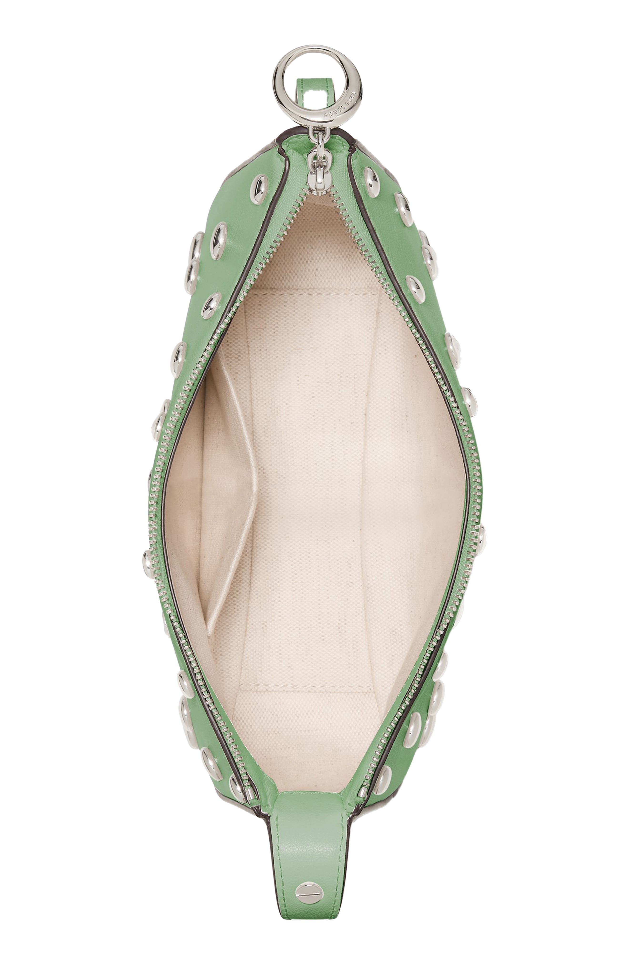 Kate Spade New York halo studded fine grain leather crossbody, Alternate, color, Crisp Sage