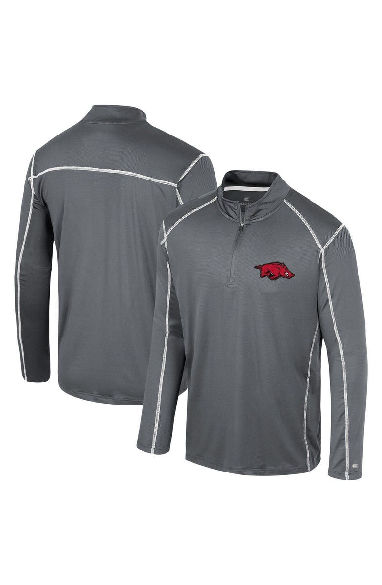 COLOSSEUM Men's Colosseum Black Arkansas Razorbacks Cameron Quarter-Zip Windshirt, Main, color, 