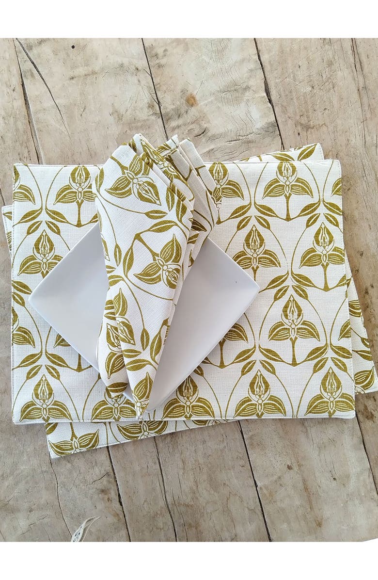 FRENCH HOME Orchid Cotton Twill Dinner Napkins, Alternate, color, Chartreuse