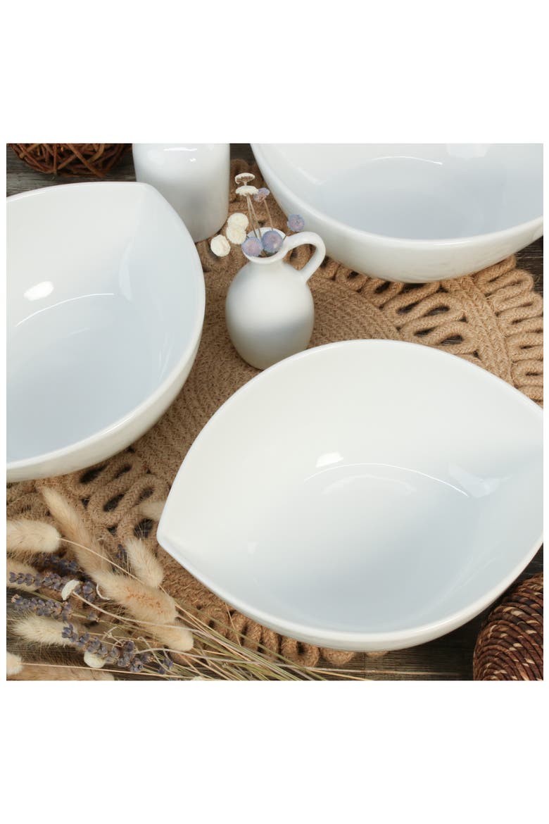 Set of 3 Split Oval Bowls, Alternate, color, WHITE