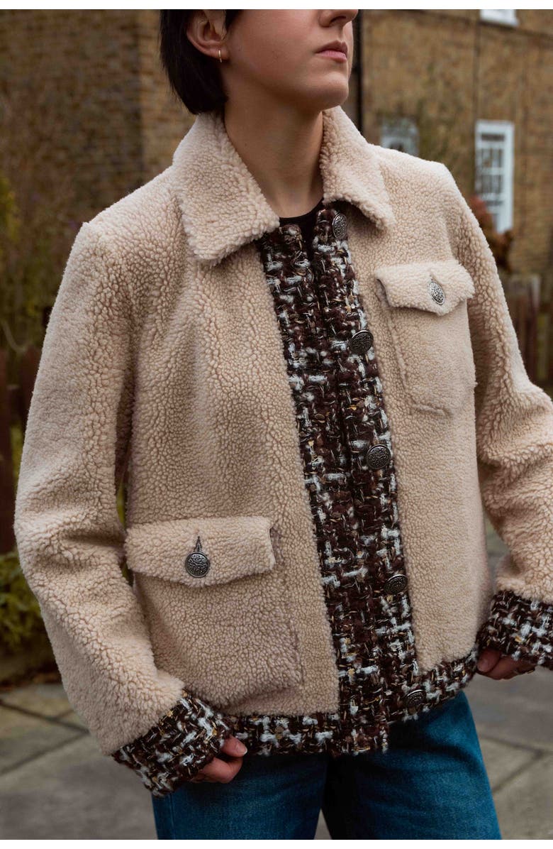 Labeca London Teddy Shearling Jacket, Main, color, Beige