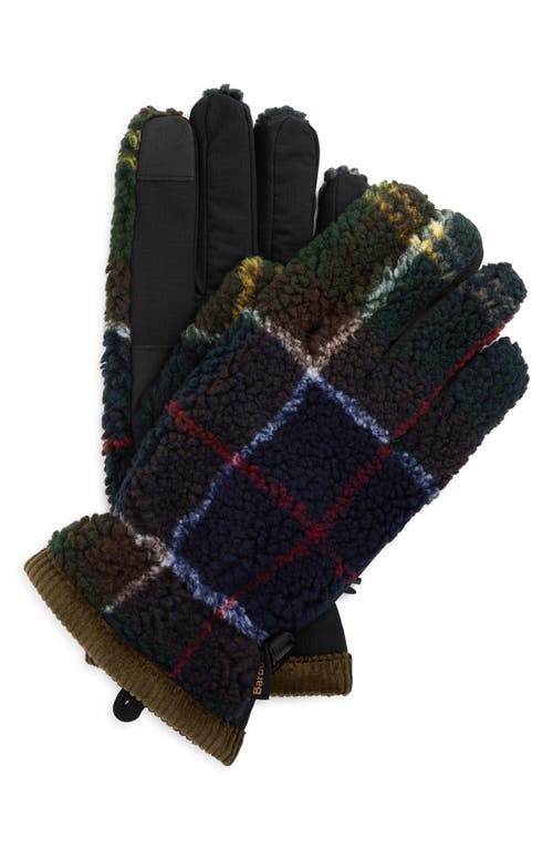 Barbour Field Tartan Fleece Touchscreen Gloves In Multi