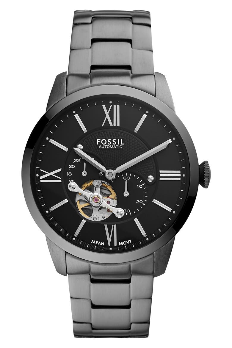 Townsman Automatic Bracelet Watch, 44mm, Main, color, GUNMETAL/ BLACK