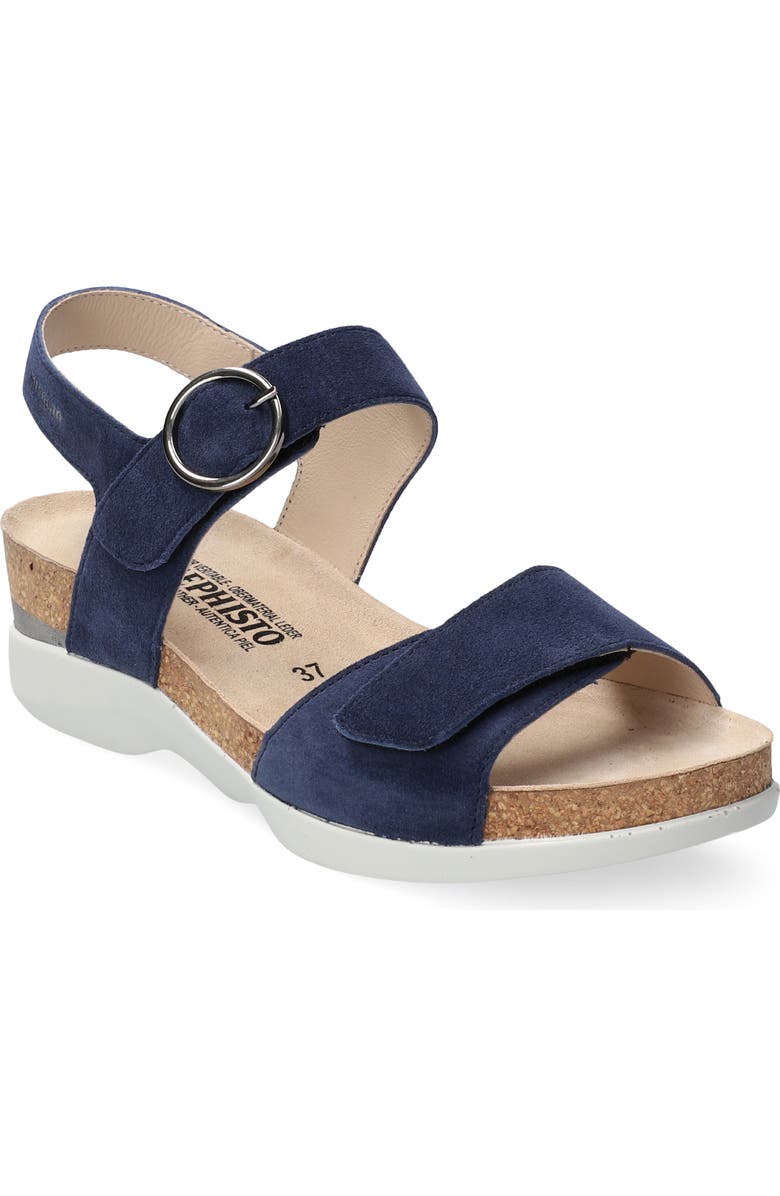 Mephisto Oriana Strappy Wedge Sandal, Main, color, Midnight Blue