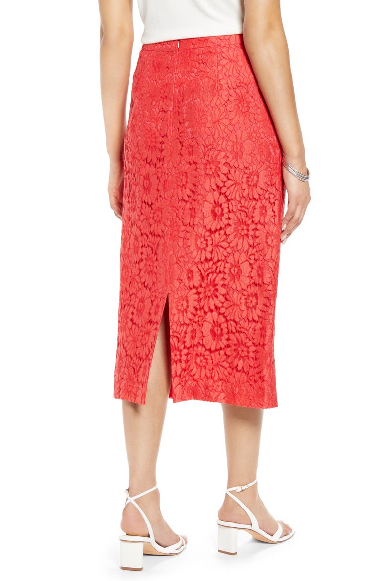Lace Pencil Skirt, Alternate, color, RED BITTERSWEET