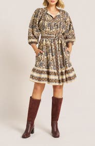 matty m. Cassia Mixed Print Cotton Dress