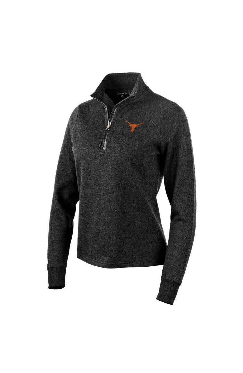 ANTIGUA Women's Antigua Heather Black Texas Longhorns Action Quarter-Zip Pullover Sweatshirt, Main, color, 