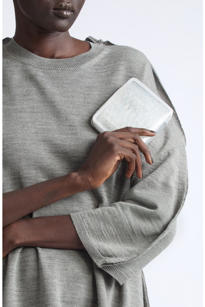 Clear Snakeskin Embossed Rectangular Zip Around Wallet, Alternate, color, TRANSPARENT