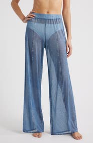 rag & bone rb Miramar Mesh Wide Leg Cover-Up Pants