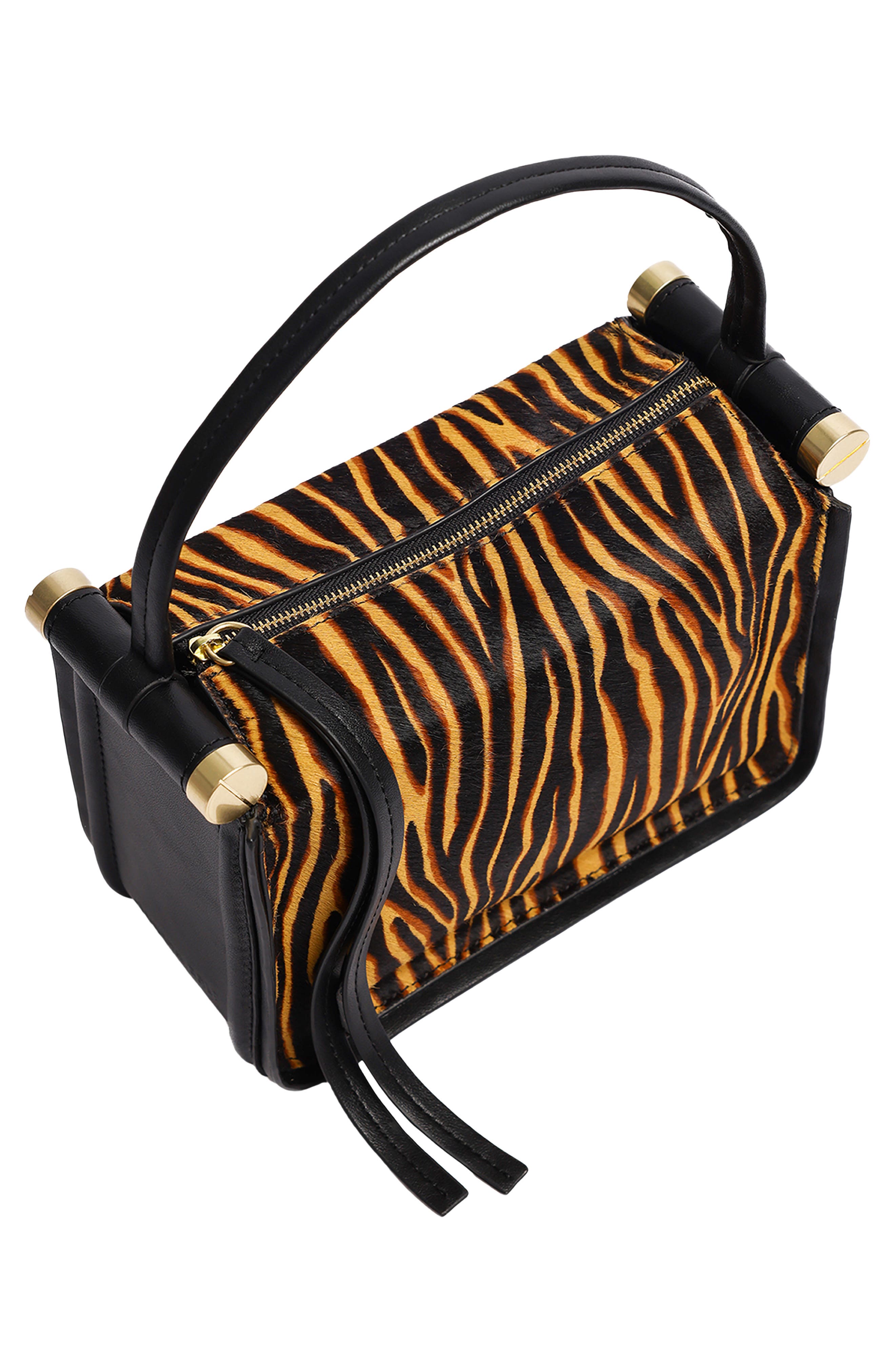 Highline Small Leather Top Handle Bag, Alternate, color, NATURAL/ BLACK