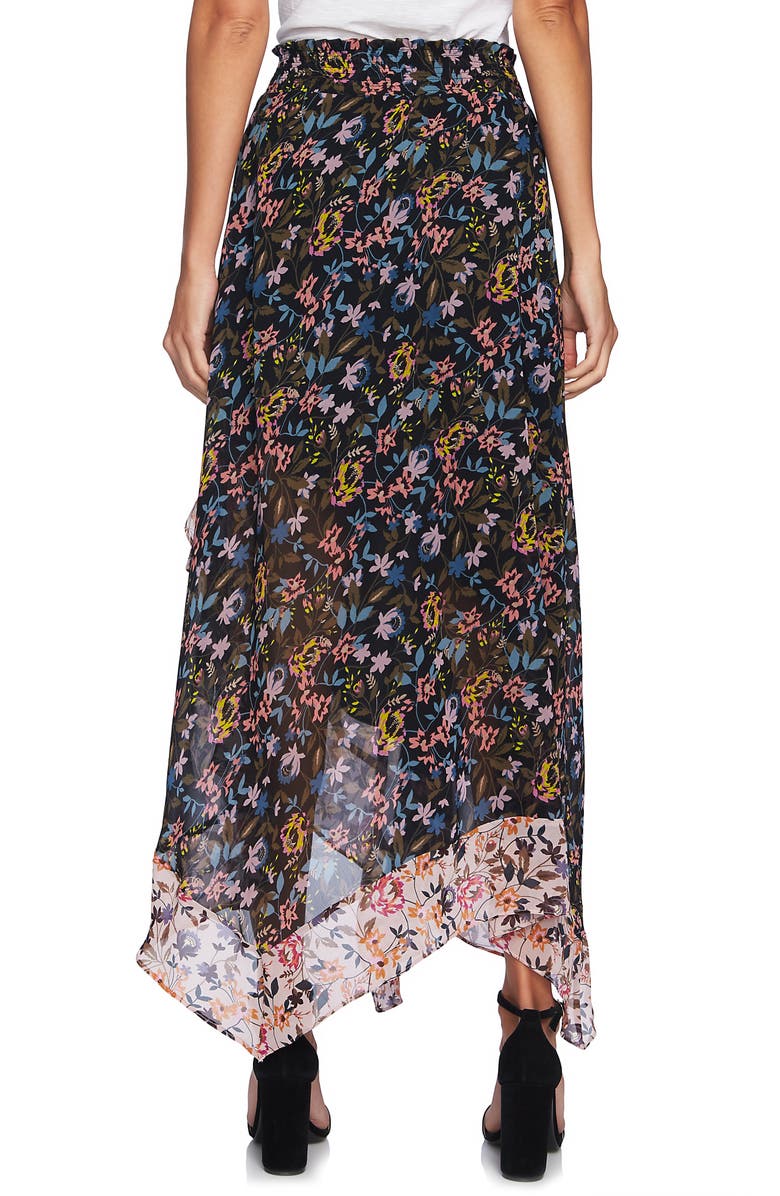 CeCe Demure Flora Asymmetrical Tiered Ruffle Skirt, Alternate, color, 