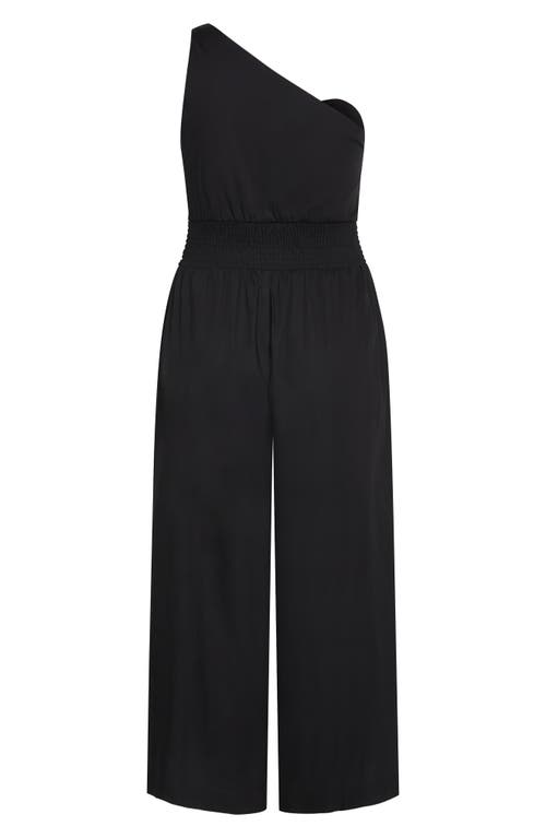 City Chic Rebecca One-shoulder Cotton Jumpsuit In Black