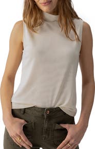 Sanctuary Sleeveless Cowl Neck Mesh Top
