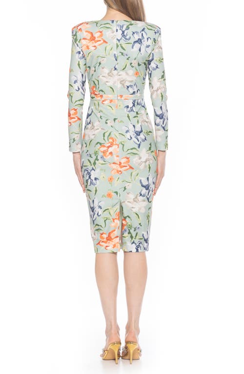Alexia Admor Arleth V-neck Sheath Dress In Sage Floral