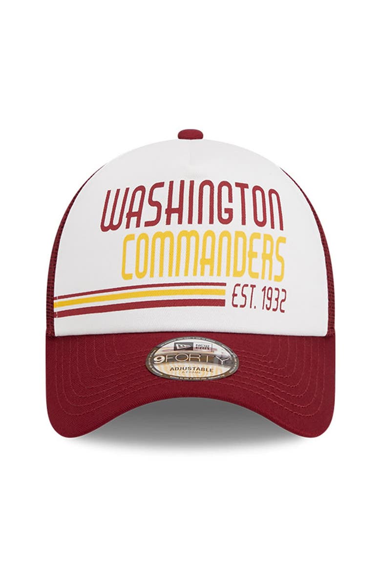 New Era Men's New Era White/Burgundy Washington Commanders Stacked A-Frame Trucker 9FORTY Adjustable Hat, Alternate, color, 