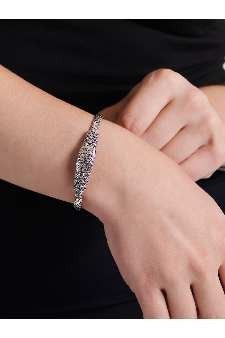 Dragon Skin with Dragon Bone Chain Bracelet in Sterling Silver and 18K Gold Accents, Alternate, color, Silver