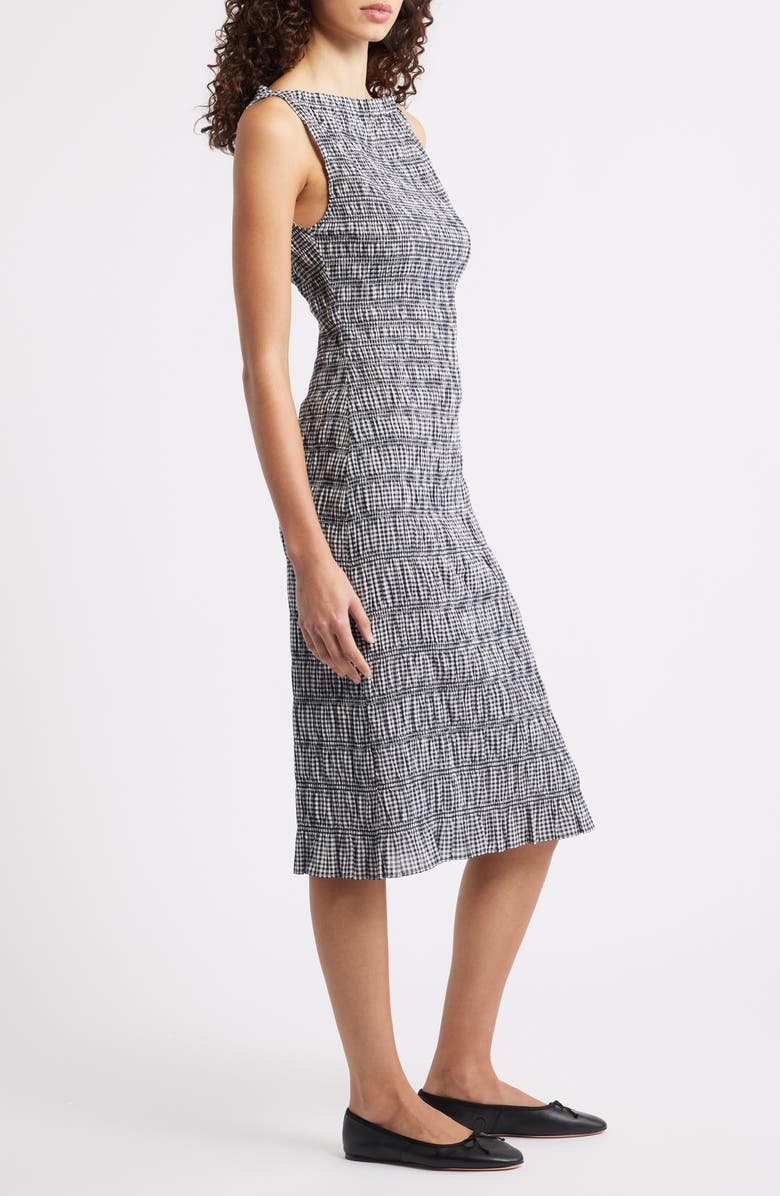 DÔEN Rosine Smocked Gingham Dress, Alternate, color, Navy La Maddalena Gingham