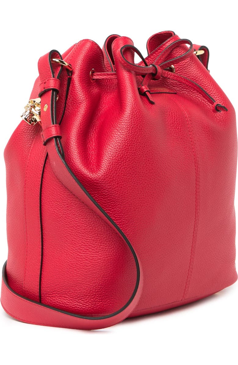 McQueen Padlock Skull Leather Bucket Bag, Alternate, color,