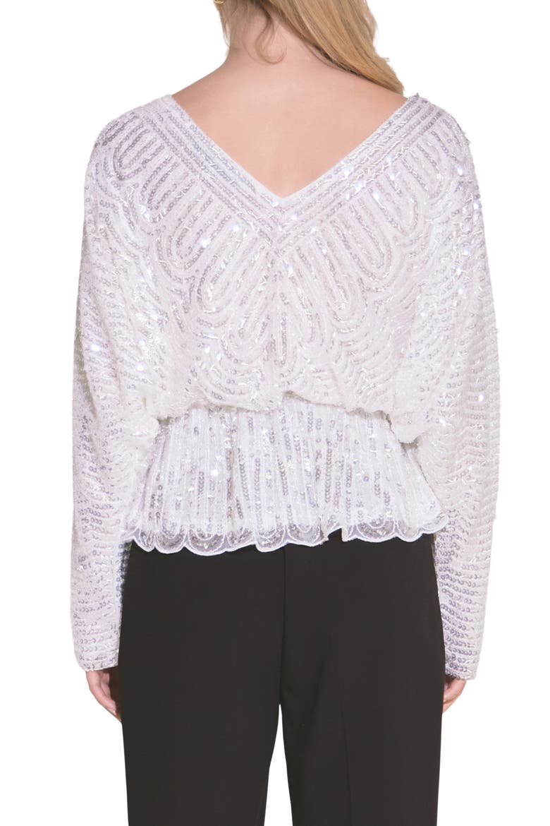 Sequin Peplum Top, Alternate, color, SILVER