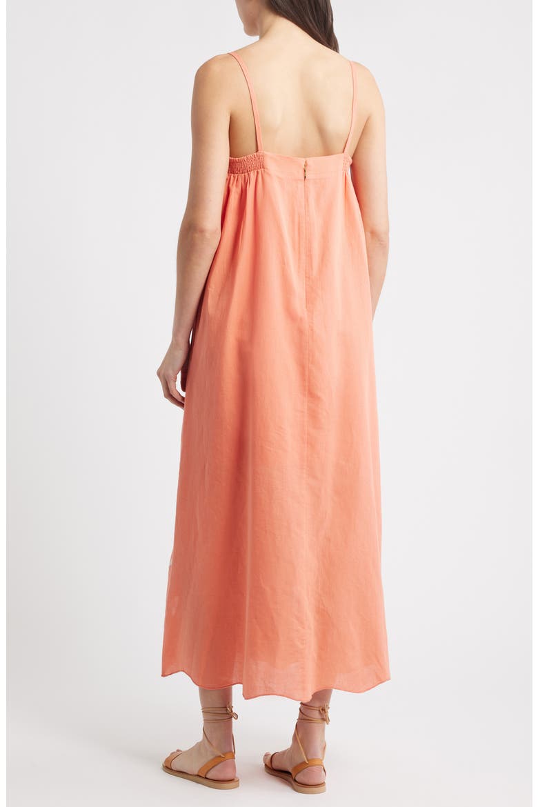 Mila Cotton & Linen Maxi Dress, Alternate, color, CORAL PEACH / IVORY