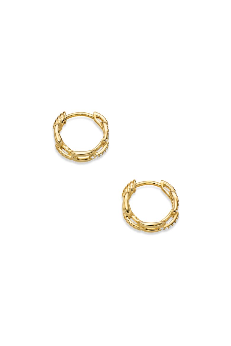 Stax Chain Link Huggie Hoop Earrings with Diamonds in 18K Gold, Alternate, color, D0.12 18K YG