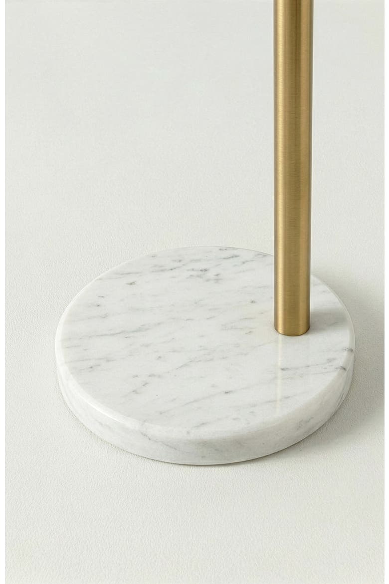 Trilage 84" Adjustable Tall LED Floor Lamp with 3 Fabric Drum Shades, Bulbs Included, Alternate, color, Brass with Marble Base