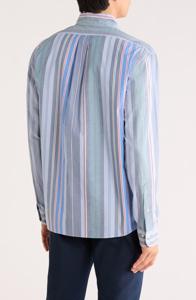 Brooks Brothers Stripe Poplin Long Sleeve Shirt, Alternate, color, Blue Multi
