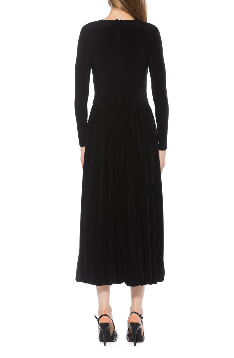 Alexia Admor Eero Crewneck Long Sleeve Bubble Hem Midi Dress, Alternate, color, Black