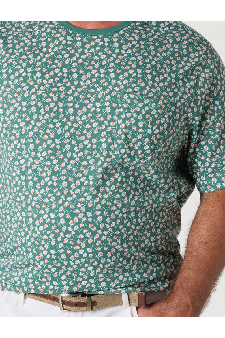 Big & Tall Floral Print Moisture-Wicking Pocket T-Shirt V2, Alternate, color, DEEP SEA MULTI