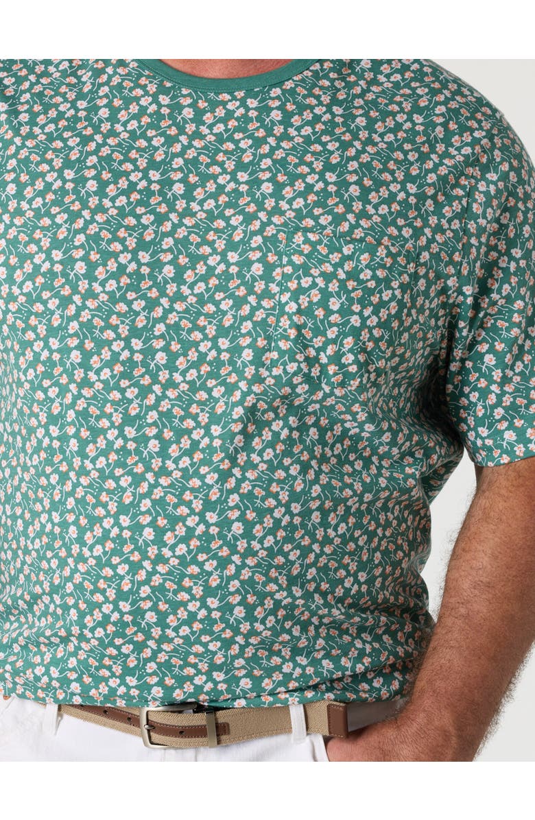Harbor Bay by DXL Big & Tall Floral Print Moisture-Wicking Pocket T-Shirt V2, Alternate, color, Deep Sea Multi