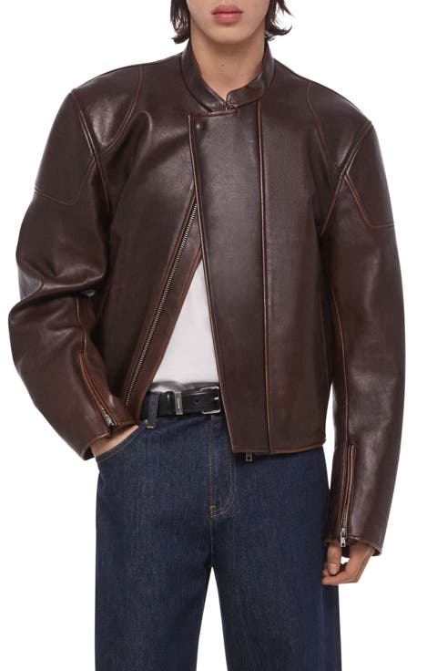 Glossy Leather Moto Jacket