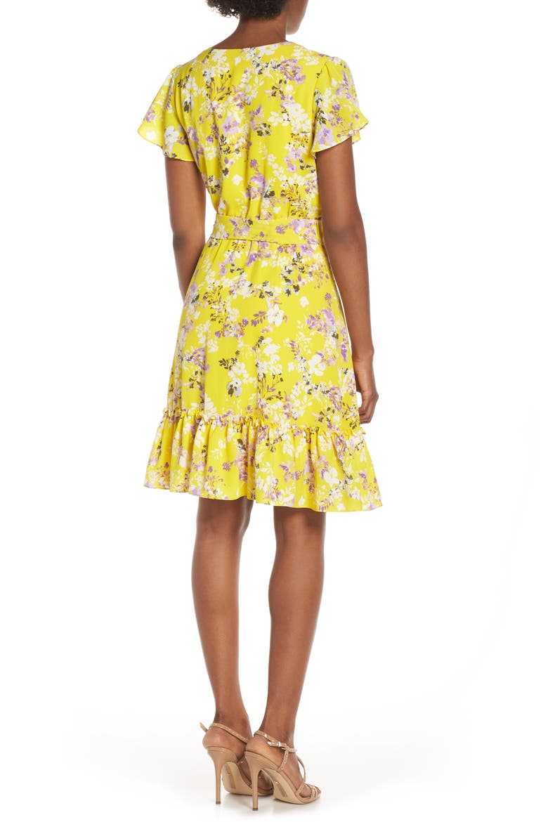 Floral Wrap Dress, Alternate, color, YELLOW MULTI